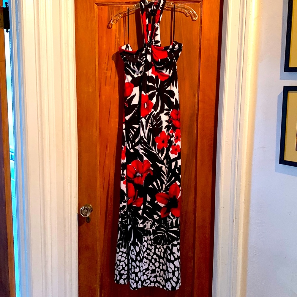 White House Black Market strapless maxi with halter tie, Size M